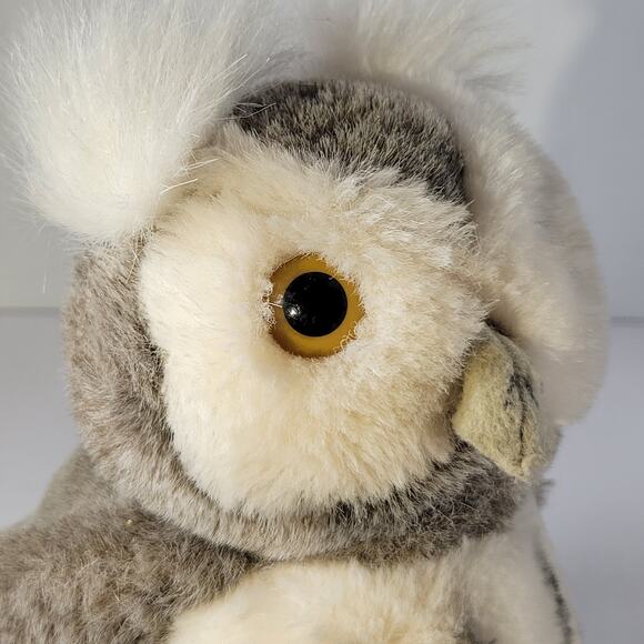 Vintage 1986 Dakin Owl Plush Stuffed Animal Grey Cream 8" tall - Picture 9 of 11